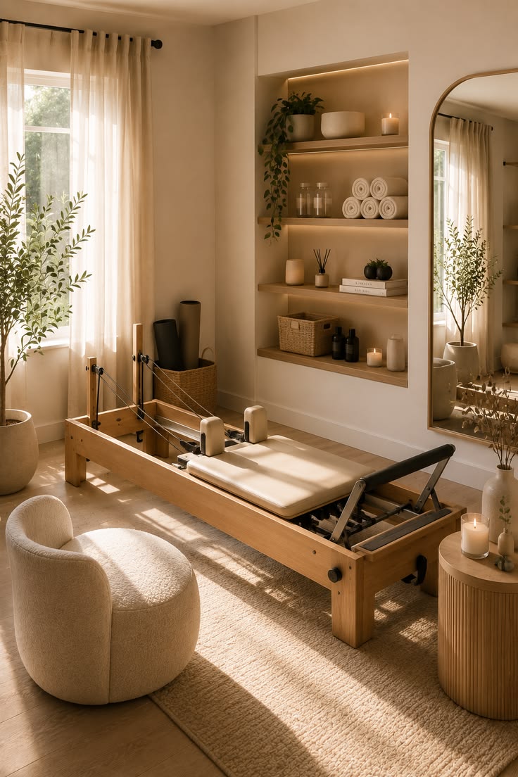 Pilates Reformers — editorial photograph for a British home wellness setting