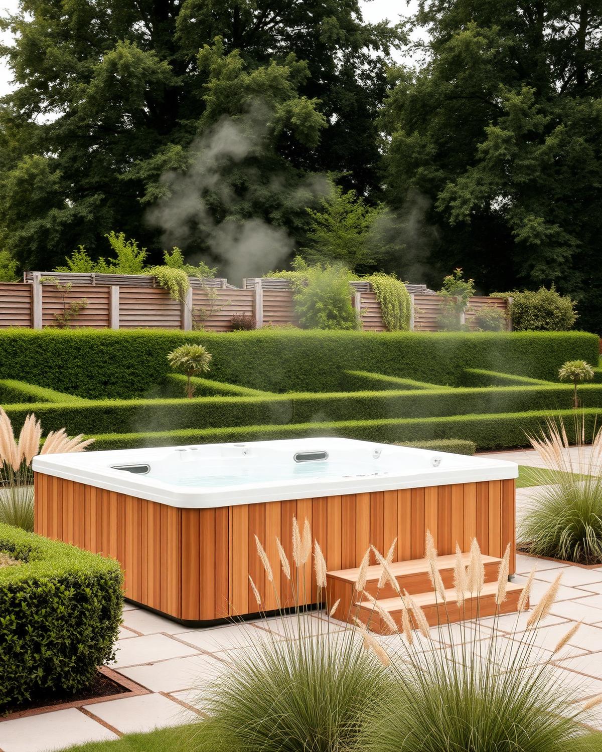 Hot Tubs & Swim Spas — editorial photograph for a British home wellness setting